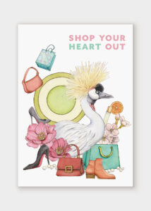 poster illustration of bird and fashion items