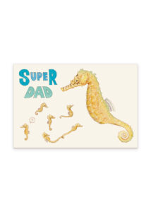 Postcard for Father's Day with illustration of seahorses
