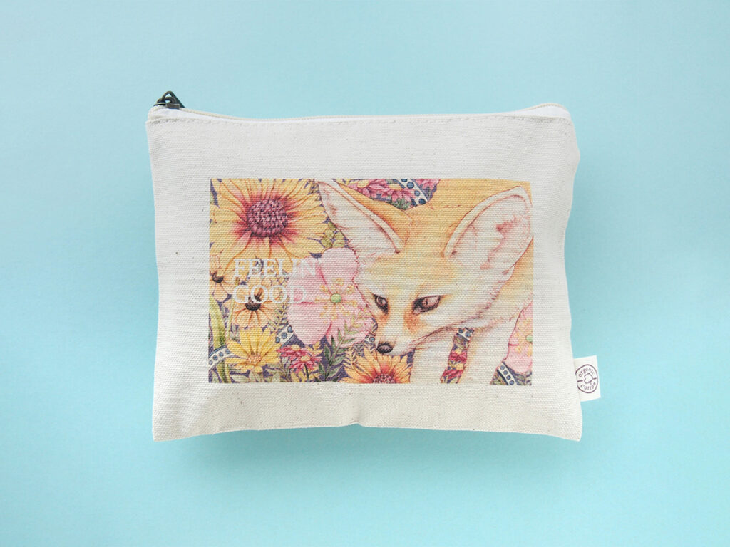 pouch with fennec illustration